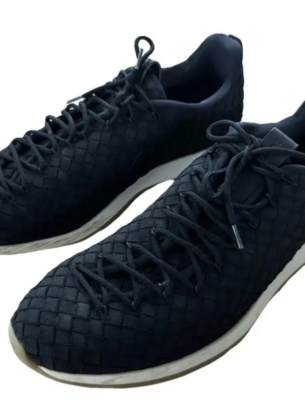 Black Woven Lace-Up Men's Sneakers